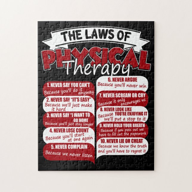 The Laws Of Physical Therapy Awesome Therapist Jigsaw Puzzle (Vertical)