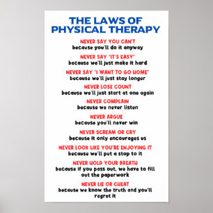 The Laws of Physical Therapy - Funny Motivational  Poster