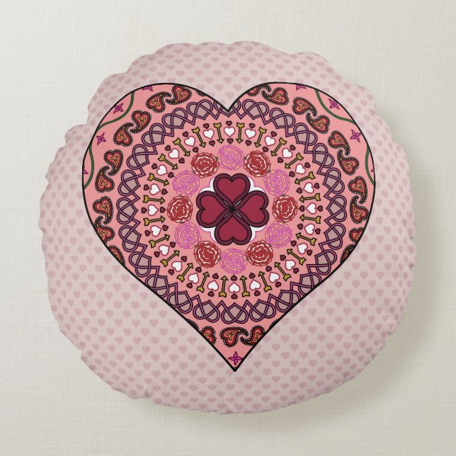 The Layers of the Heart Round Pillow (Front)