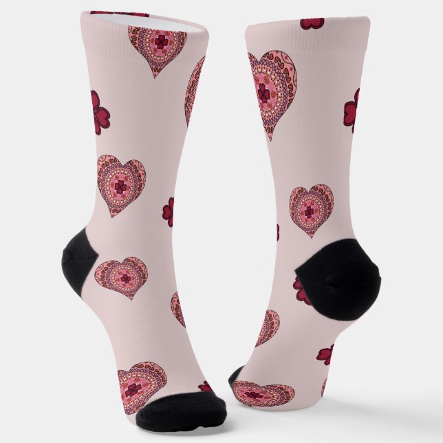 The Layers of the Heart Socks (Angled)