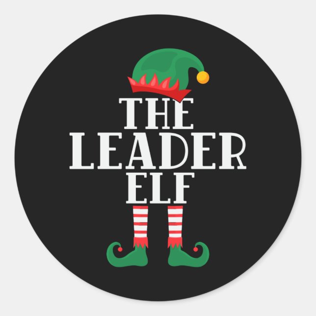 The Leader Elf Funny Christmas Classic Round Sticker (Front)
