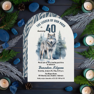 The Leader of Our Pack Wolf 40th Birthday Party Invitation