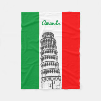 The Leaning Tower of Pisa and The Italian Flag Fleece Blanket