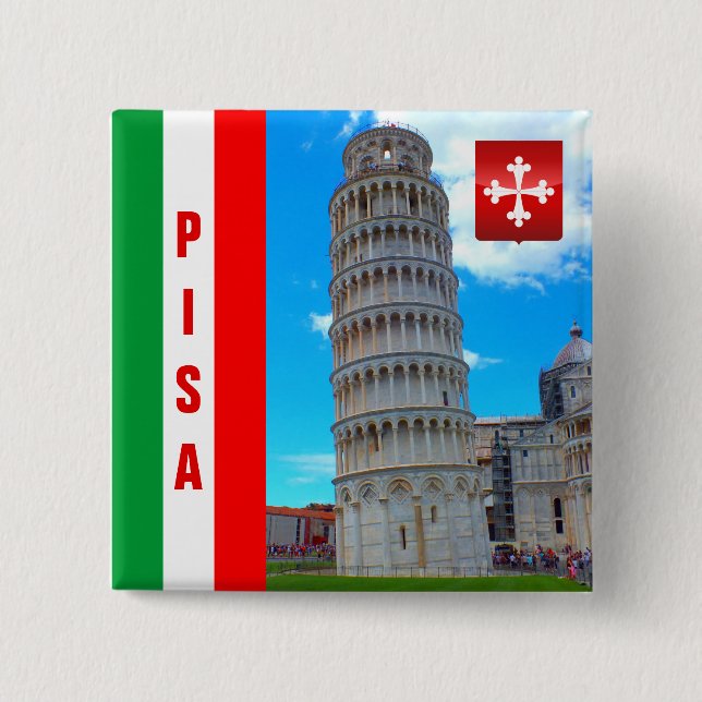 The Leaning Tower of Pisa - Italy 15 Cm Square Badge (Front)