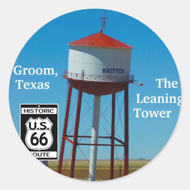 The Leaning Tower of Texas in Groom - Highway 66 Classic Round Sticker (Front)