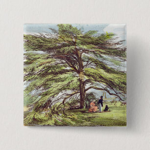 The Lebanon Cedar Tree in the Arboretum, Kew Garde 15 Cm Square Badge
