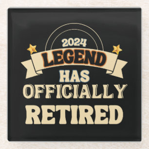The legend has officially retired glass coaster