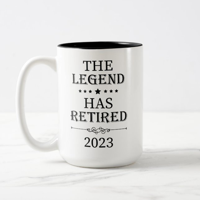 The Legend Has Retired 2023, Gift for Women Men Two-Tone Coffee Mug (Left)