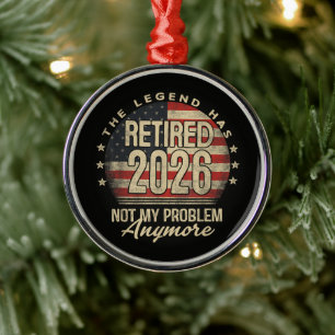The Legend Has Retired 2026 Funny Metal Tree Decoration