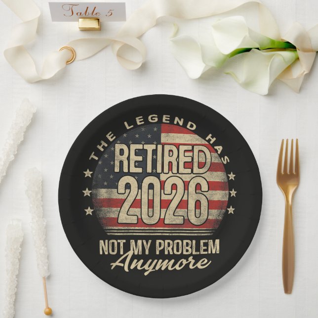 The Legend Has Retired 2026 Funny  Paper Plate (Wedding)