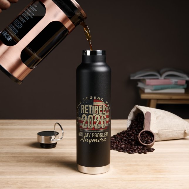 The Legend Has Retired 2026 Funny  Water Bottle (Coffee (Rotated))