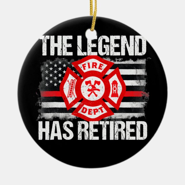 The Legend Has Retired Firefighter Retirement Ceramic Tree Decoration (Front)