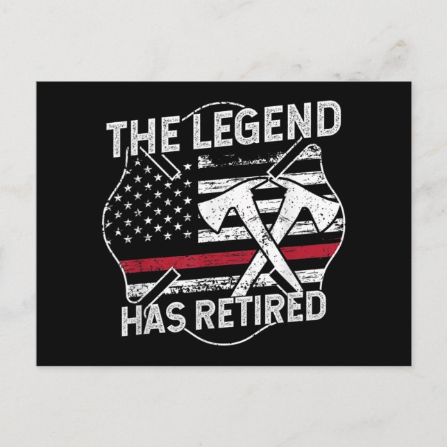 The Legend Has Retired Firefighter Retirement Holiday Postcard (Front)