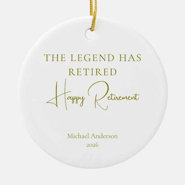 The Legend Has Retired Gift Ceramic Tree Decoration (Front)