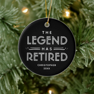 The Legend Has Retired Personalised Modern Type Ceramic Tree Decoration
