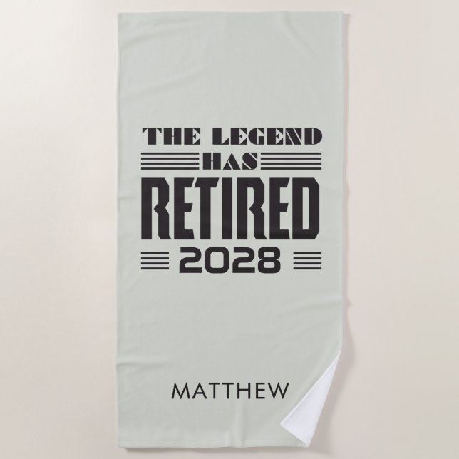 The Legend Has Retired Personalised Retirement Beach Towel (Front)