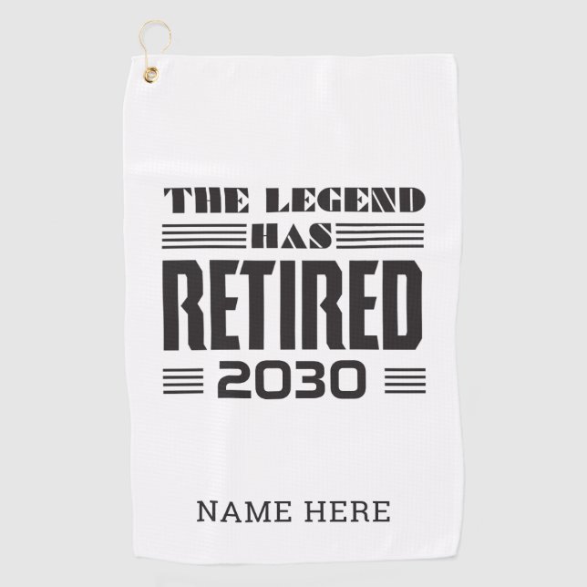 The Legend Has Retired Personalised Retirement Golf Towel (Front)