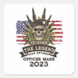 The Legend Has Retired Personalised Veteran Square Sticker