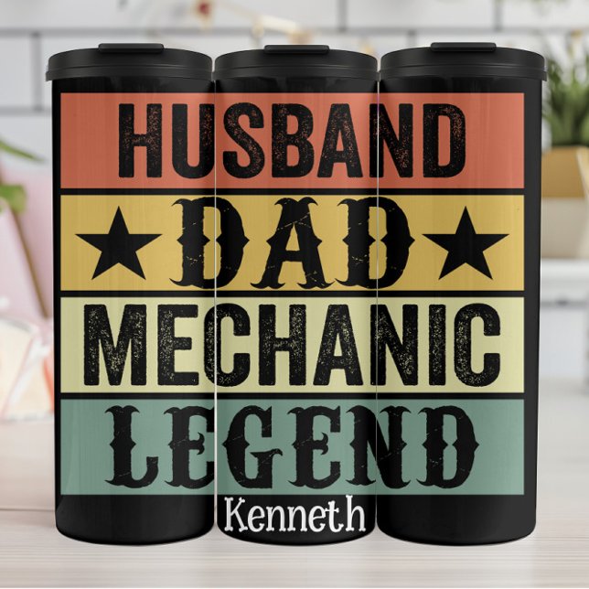 The Legend Lives" - Husband Dad Mechanic Black Thermal Tumbler (Creator Uploaded)