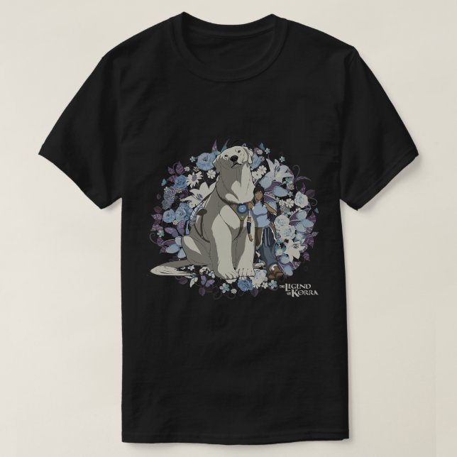 The Legend Of Korra Naga And Korra Floral T-Shirt (Design Front)