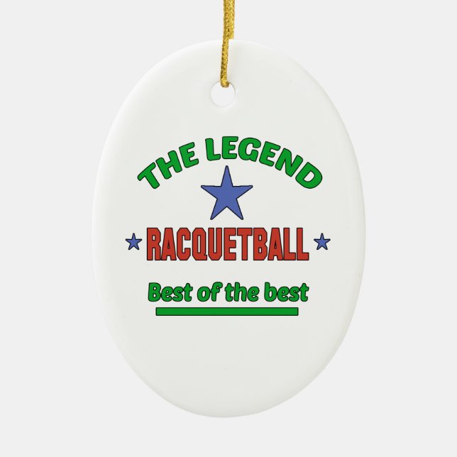 The Legend Of Racquetball Ceramic Tree Decoration (Front)