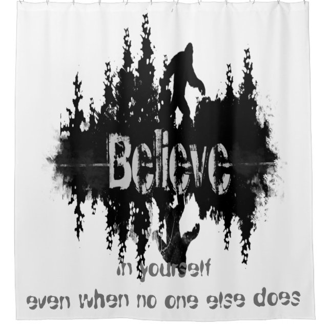The legend Sasquatch, Big Foot Lake Quote Shower Curtain (Front)