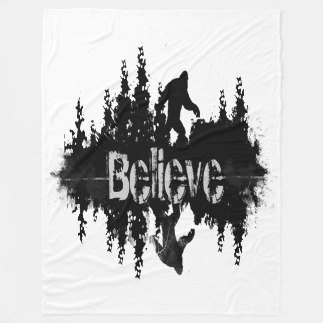 The legend Sasquatch, Big Foot Lake Reflection Fleece Blanket (Front)