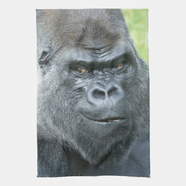 The Legendary Side Glance of a Siverback Tea Towel (Vertical)