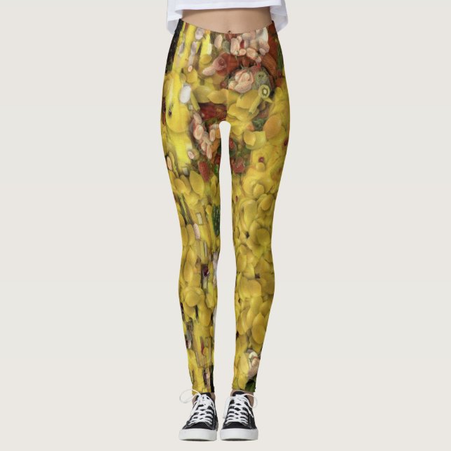 The Lemon Kiss Vegetable Decoupage Spoof Art Leggings (Front)