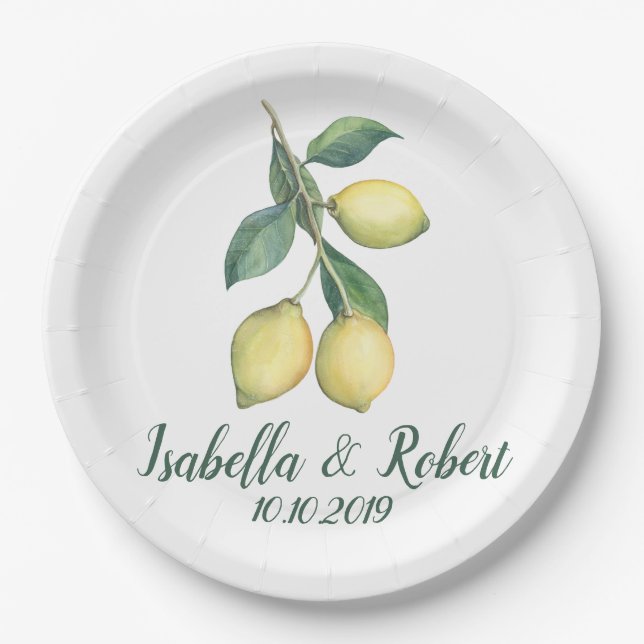 The Lemon tree Branch | Wedding Guest Detail Paper Plate (Front)