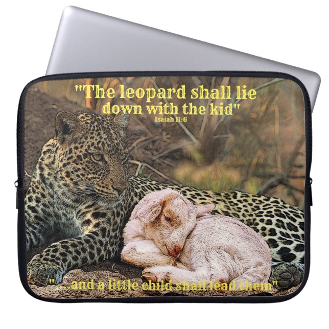 "the leopard shall lie down with the kid"Isaiah 11 Laptop Sleeve (Front)