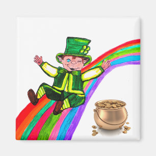 THE LEPRECHAUN ON THE RAINBOW Magnet