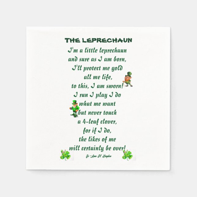 THE LEPRECHAUN POEM  NAPKIN (Front)