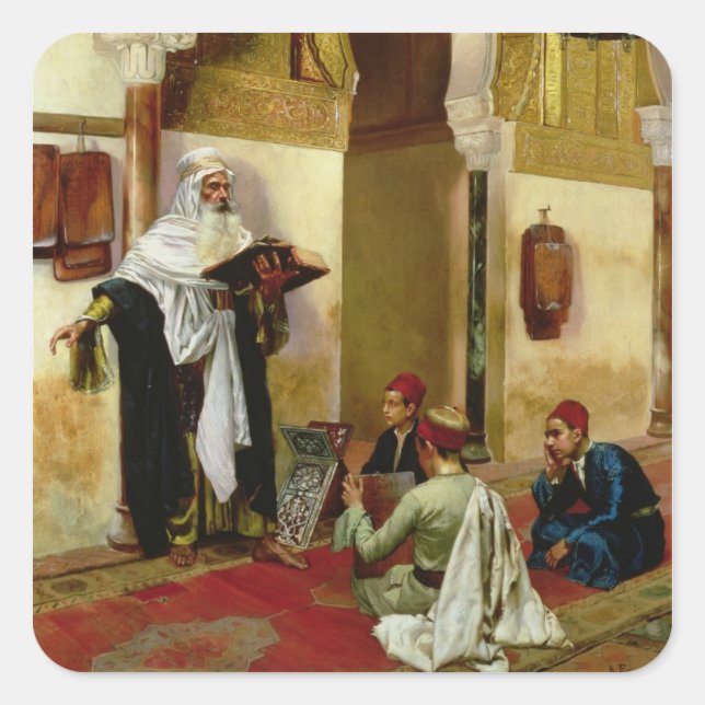 The Lesson (oil on canvas) Square Sticker (Front)