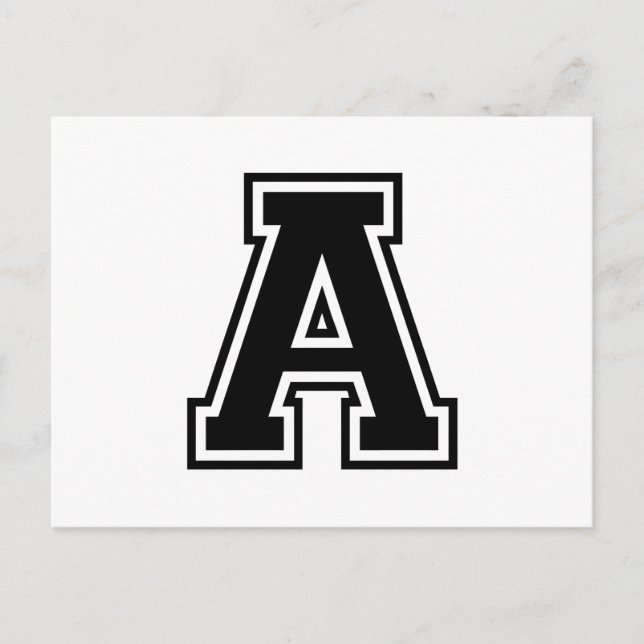 The Letter A, Collegiate Alphabet Postcard (Front)