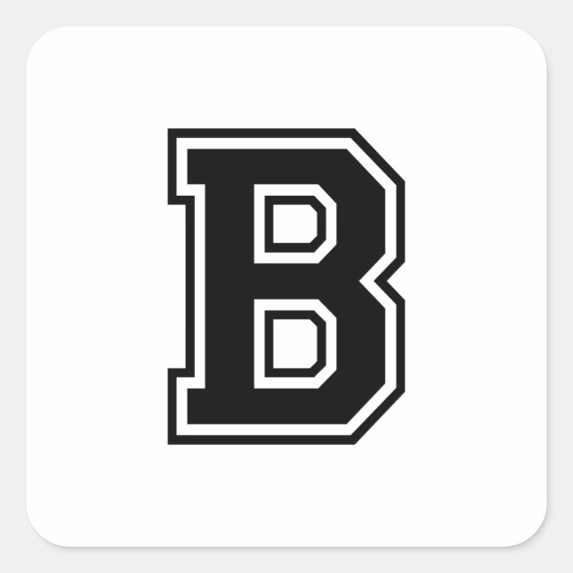 The Letter B, Collegiate Alphabet Square Sticker (Front)