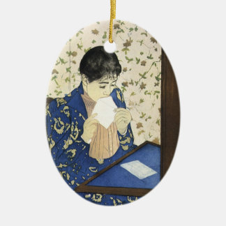 The Letter by Mary Cassatt, Vintage Impressionism Ceramic Tree Decoration