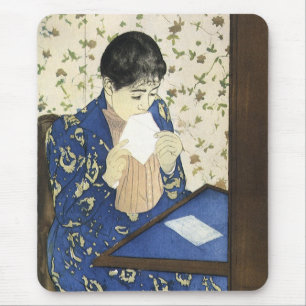 The Letter by Mary Cassatt, Vintage Impressionism Mouse Mat