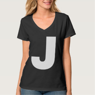 The Letter J Capital Plain White Bold Text T-Shirt