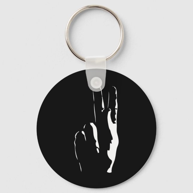 the letter K in sign language Key Ring (Front)