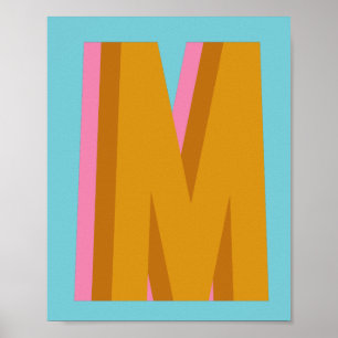 The letter 'M' in Retro Colours and Lettering Poster