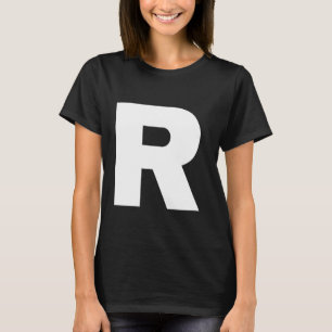 The Letter R Capital Plain White Bold Text T-Shirt