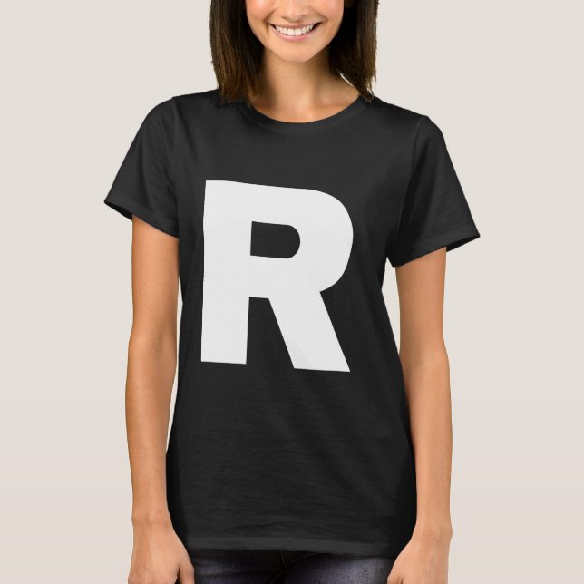 The Letter R Capital Plain White Bold Text T-Shirt (Front)