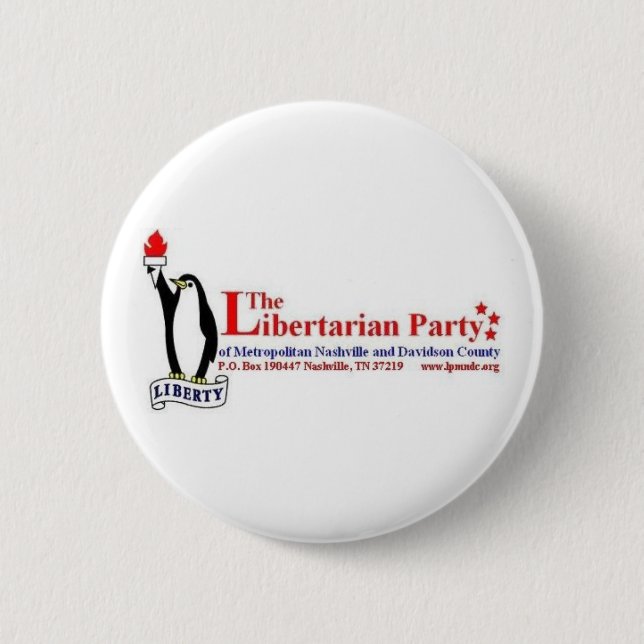 The Libertarian Party 6 Cm Round Badge (Front)
