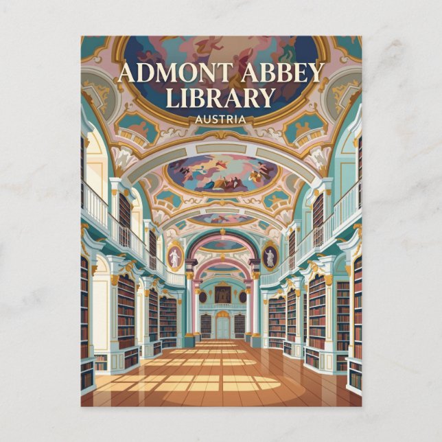 The library at Admont Abbey Austria Postcard (Front)
