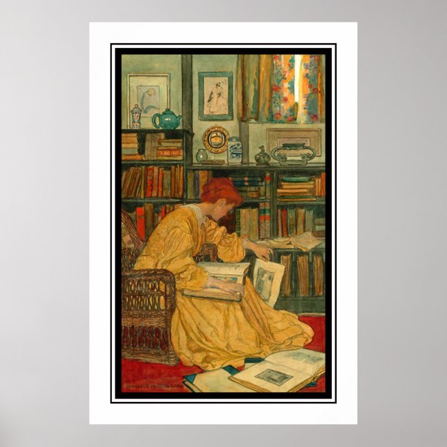 The Library by Elizabeth Shippen Green Poster (Front)