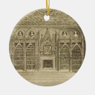 The Library, engraved by Godfrey, from 'Descriptio Ceramic Tree Decoration