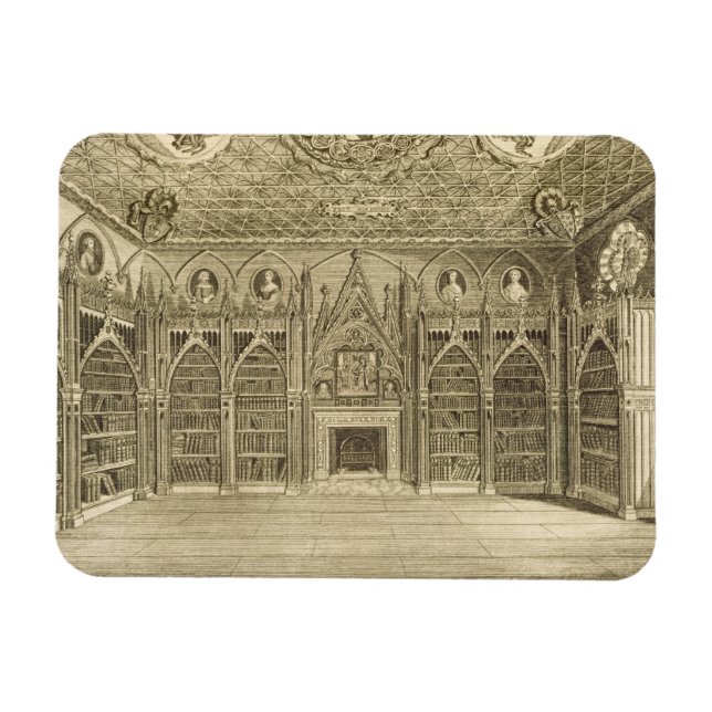 The Library, engraved by Godfrey, from 'Descriptio Magnet (Horizontal)