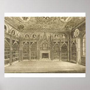 The Library, engraved by Godfrey, from 'Descriptio Poster
