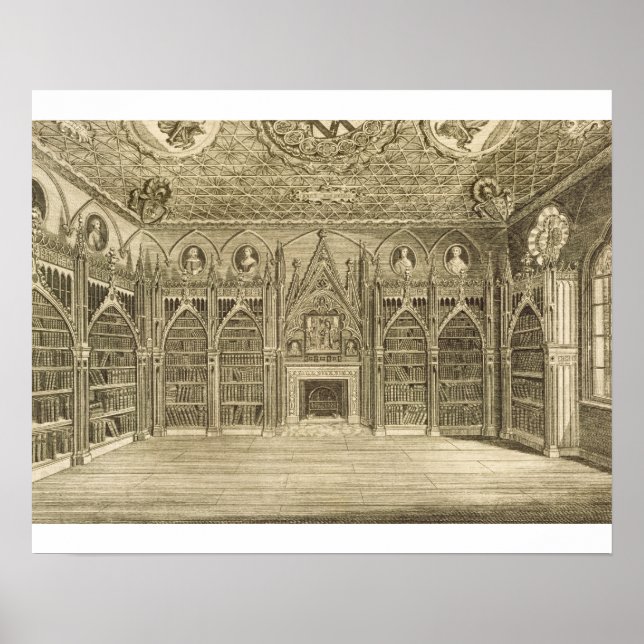 The Library, engraved by Godfrey, from 'Descriptio Poster (Front)